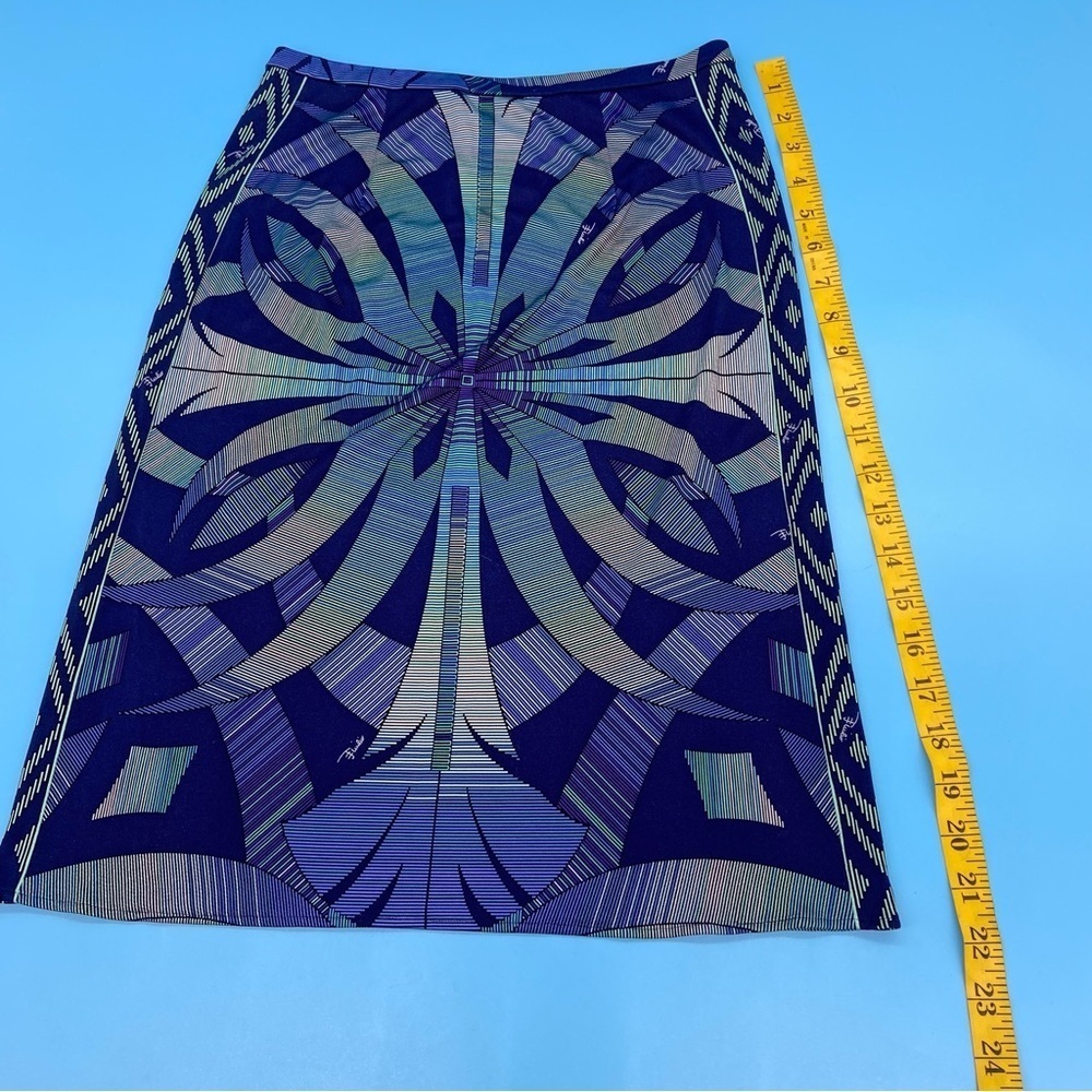 Vintage Emilio Pucci 2 Piece Skirt Set 100% Silk Geometric Pattern Multi Size 6 - Picture 11 of 13